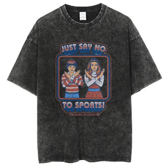 Unisex Vintage Solid Wash Denim T-Shirts