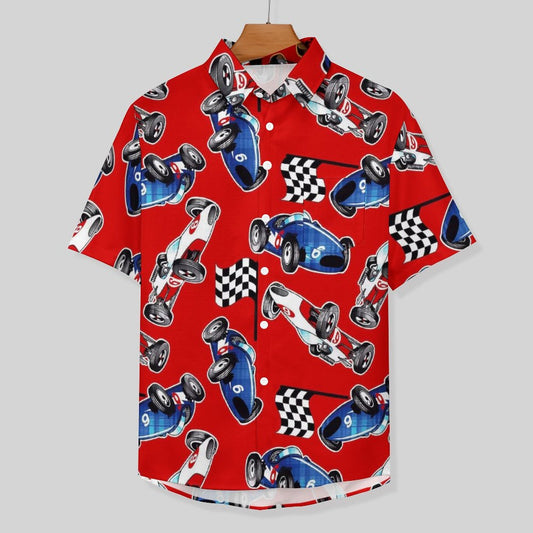Men's Painted Car Print Vacation Hawaiian Shirt