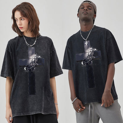 Unisex Vintage Solid Wash T-Shirts 2305103963