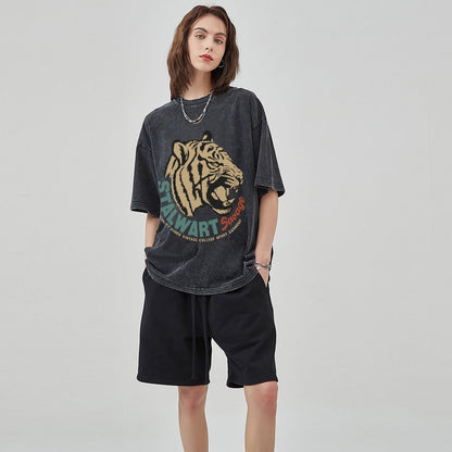 Mens Cotton Wash Solid T-Shirts Oversized Unisex Short Sleeve Streetwear Rap Hip Hop Basic Tee Tops 2305101622