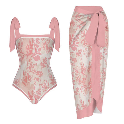 Fashion Printed One Piece Swimsuit And Cover Up 2305104418
