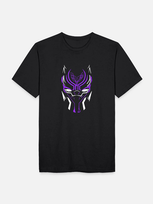 Men's Casual Marvel Black Panther Neon Printed Round Neck Short Sleeve T-Shirt