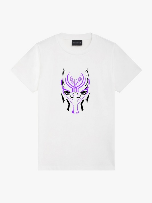 Women's Casual Marvel Black Panther Neon Printed Round Neck Short Sleeve T-Shirt