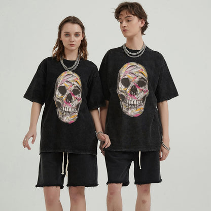Mens Cotton Wash Solid T-Shirts Oversized Unisex Short Sleeve Streetwear Rap Hip Hop Basic Tee Tops 2305101610