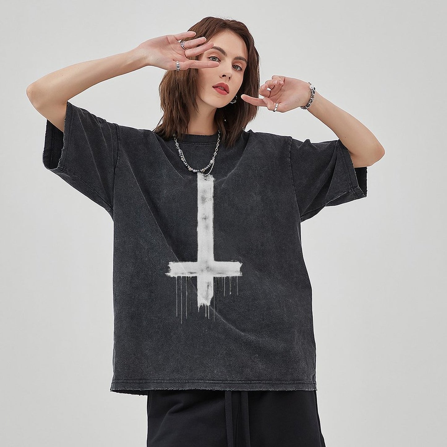 Unisex Vintage Solid Wash T-Shirts 2305103952