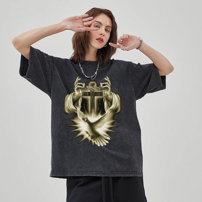 Unisex Vintage Solid Wash T-Shirts 2305103962