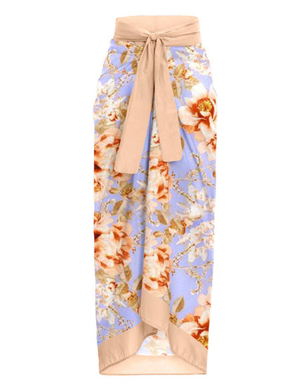 Fashion Floral Print One-Piece Swimsuit Set