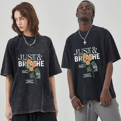 Unisex Vintage Solid Wash T-Shirts 2305102639