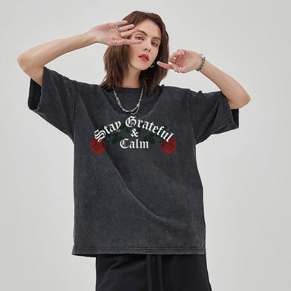 Unisex Vintage Solid Wash T-Shirts 2305102859